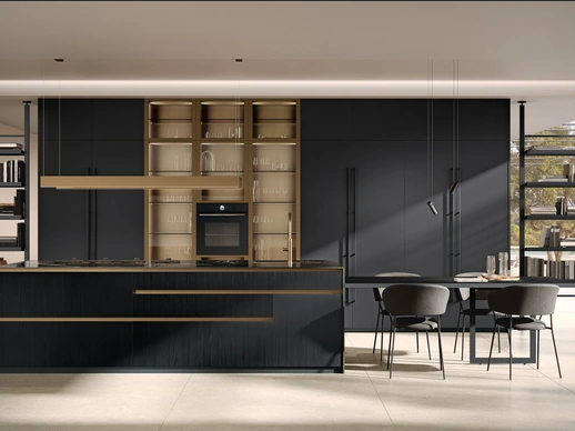 Cucina Moderna Brera 02 con isola in laccato e legno di Lube