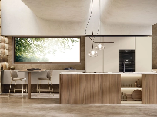 Cucina Moderna con isola Brera 03 in laccato e legno di Lube