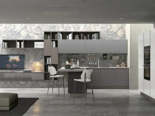 Cucina Moderna con penisola Clover 02 di Lube