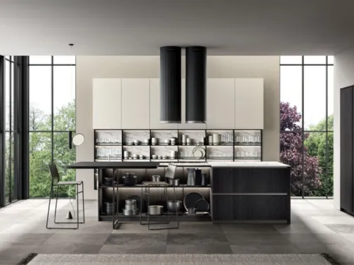 Cucina Moderna con isola Immagina Wood 02 di Lube
