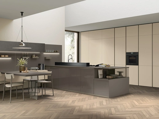 Cucina Moderna con penisola Shade Lab 09 in laccato opaco e lucido di Lube