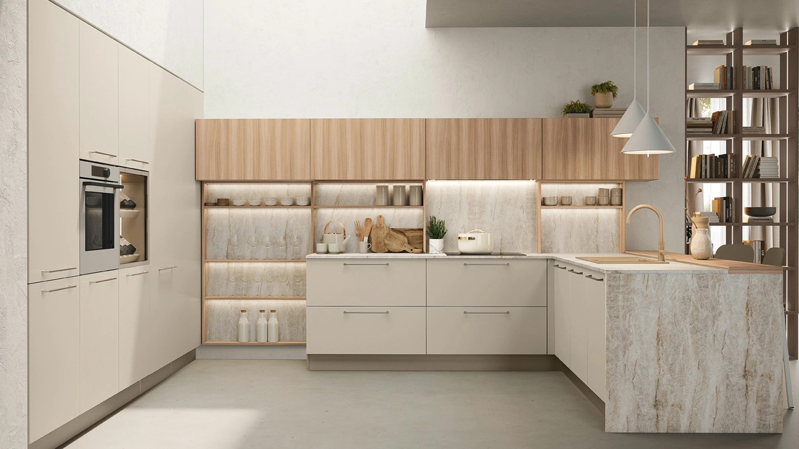 Cucina Moderna con penisola Ready 02 di Lube